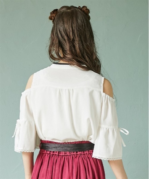 「axes femme POETIQUE」 7分袖ブラウス MEDIUM ブルー レディース_画像2