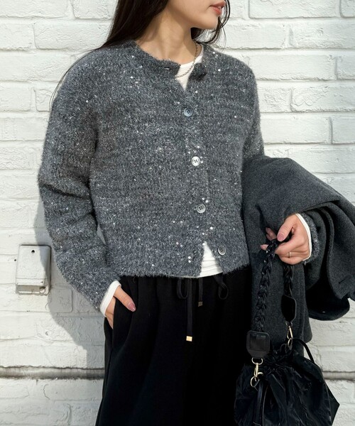 フレディエミュ（fredy emue）/スパンコールニットカーディガン fredy emue（フレディエミュ） カーディガン スパンコールニット