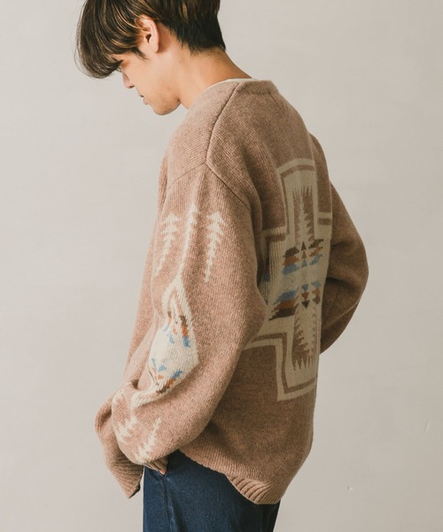 PENDLETON」 ニットカーディガン MEDIUM チャコールグレー メンズ 