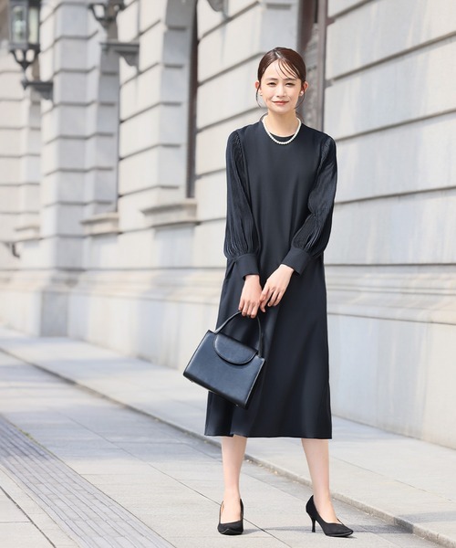 Flolia（フロリア） 長袖ワンピース 2L ネイビー レディース