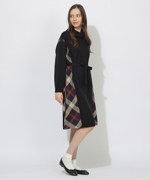 CB CRESTBRIDGE ワンピース サイドチェック切替ニットワンピース