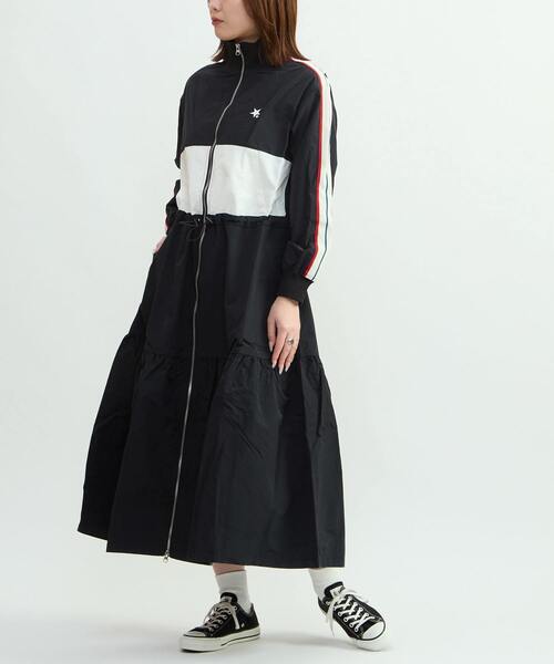 CONVERSE TOKYO ワンピース SIDE LINE TRACK TIERED DRESS : ZOZOTOWN