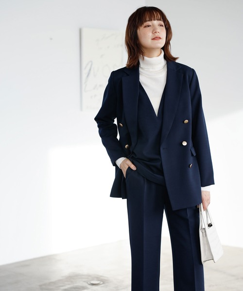 「GeeRA」 パンツスーツ X-LARGE ネイビー レディース_5