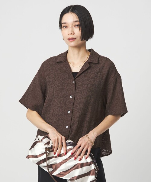ブラウス シャツ ジャガード シャツ レディースの画像