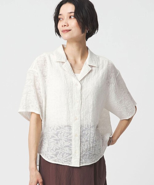 ブラウス シャツ ジャガード シャツ レディースの画像