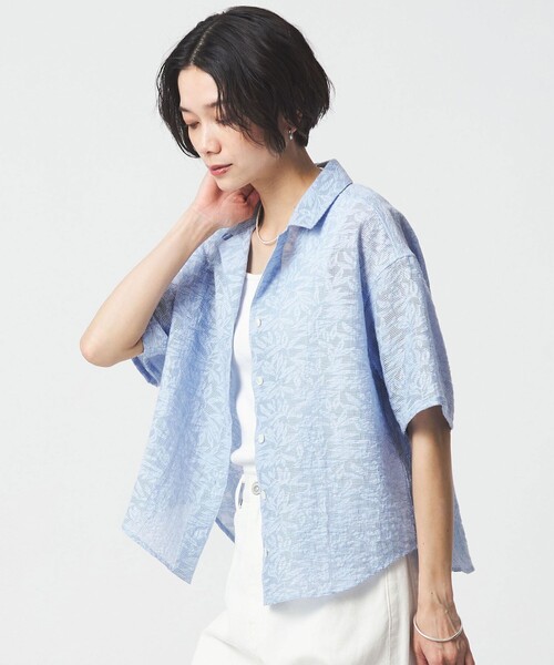 ブラウス シャツ ジャガード シャツ レディースの画像