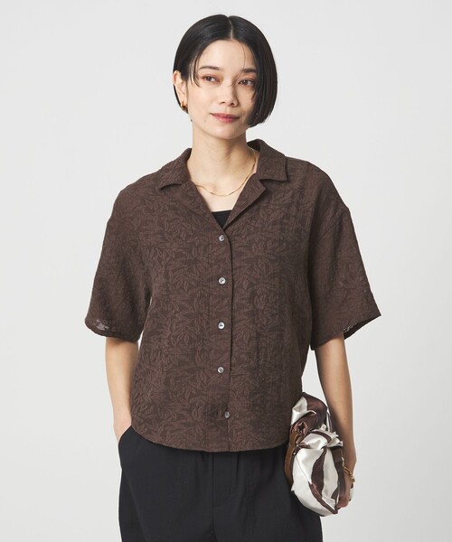ブラウス シャツ ジャガード シャツ レディースの画像