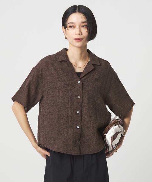 ブラウス シャツ ジャガード シャツ レディースの画像