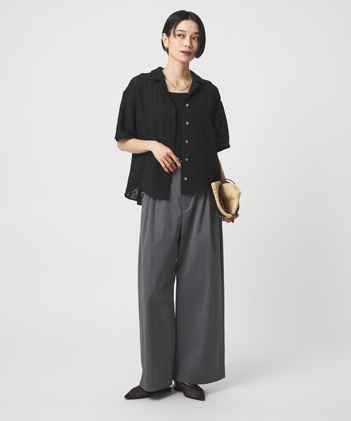 ブラウス シャツ ジャガード シャツ レディースの画像