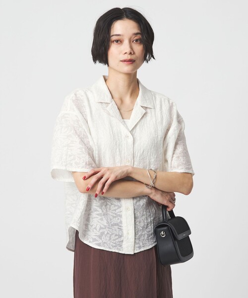 ブラウス シャツ ジャガード シャツ レディースの画像