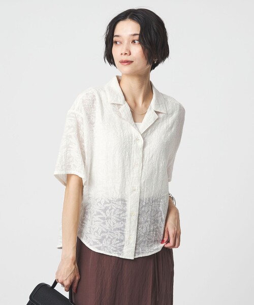 ブラウス シャツ ジャガード シャツ レディースの画像