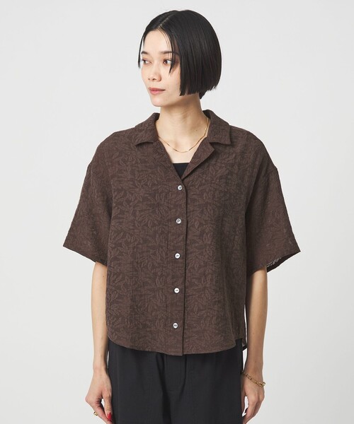 ブラウス シャツ ジャガード シャツ レディースの画像