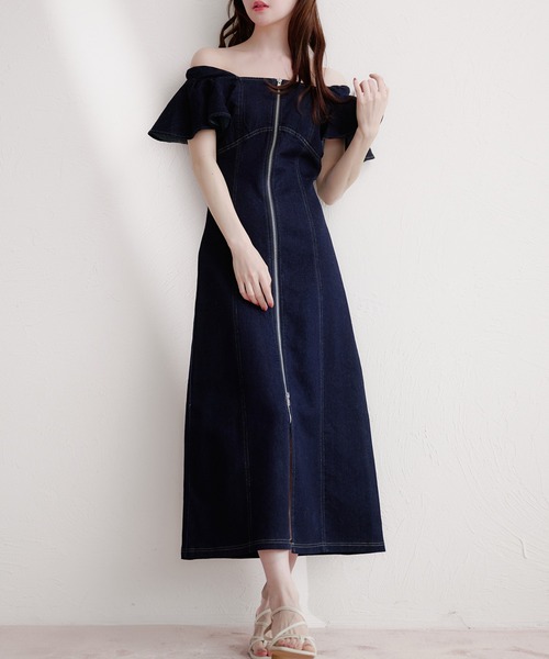 fupel ワンピース 2way frill denim onepiece / 2way フリルデニム
