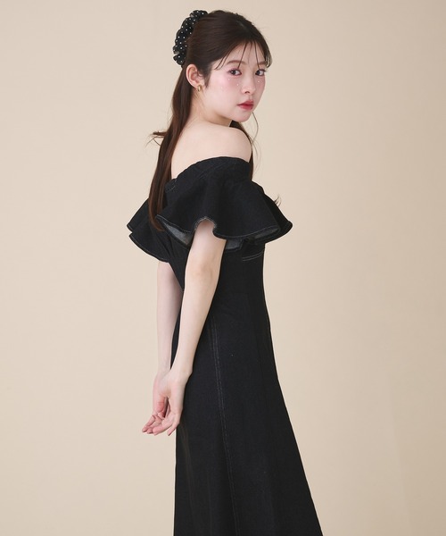 ★完売品★ DENIM ROSE ワッペンデニムフリルワンピース fupel ワンピース 2way frill denim onepiece / 2way フリルデニム