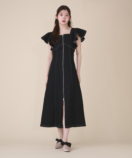 fupel ワンピース 2way frill denim onepiece / 2way フリルデニム