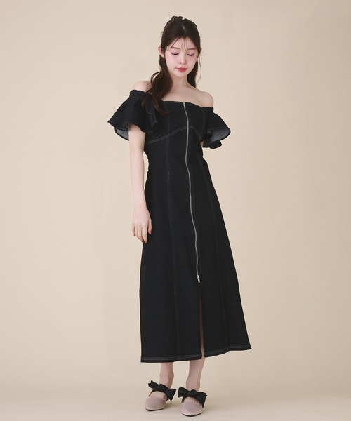 fupel ワンピース 2way frill denim onepiece / 2way フリルデニム