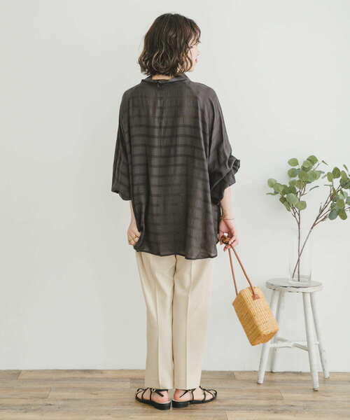 「ITEMS URBANRESEARCH」 長袖ブラウス FREE チャコールグレー レディース_画像3