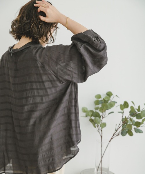 「ITEMS URBANRESEARCH」 長袖ブラウス FREE チャコールグレー レディース_画像6