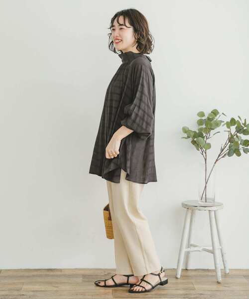 「ITEMS URBANRESEARCH」 長袖ブラウス FREE チャコールグレー レディース_画像8