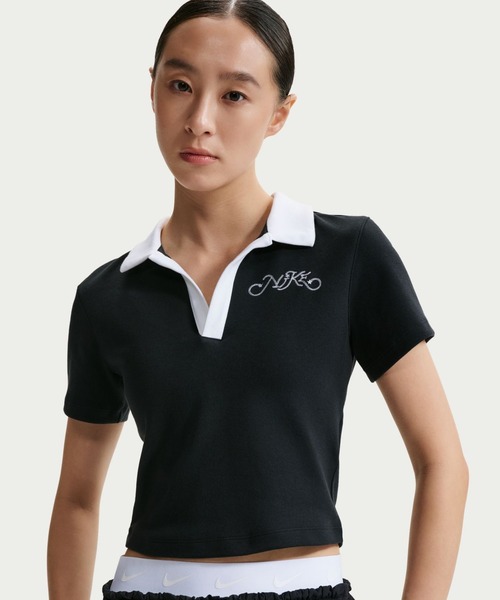 Nike スーパーボウル ポロシャツ 黒 NIKE（ナイキ） ポロシャツ ポロ NSW クロップS/S トップ レディース