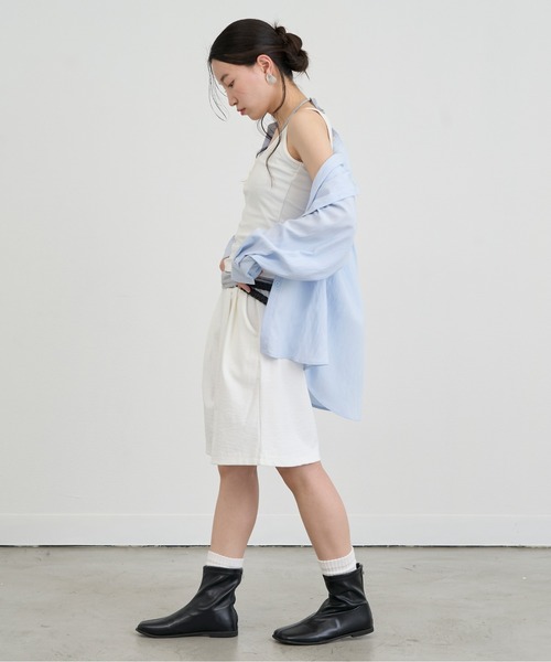 NUJOH タンクトップ ノースリーブ Layered Strap Slim Tank Top