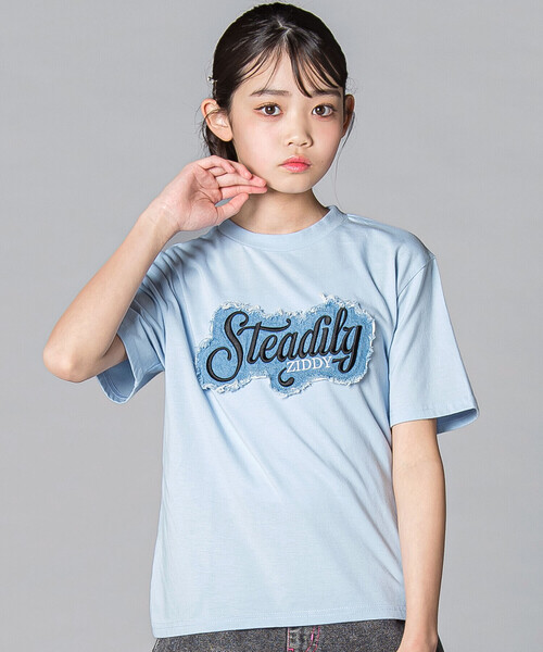 ZIDDY（ジディー） tシャツ 「 ニコプチ 」デニムワッペン ロゴTシャツ