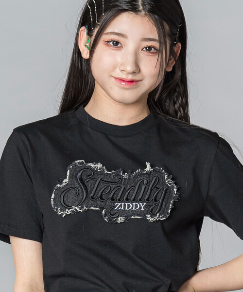 ZIDDY（ジディー） tシャツ 「 ニコプチ 」デニムワッペン ロゴTシャツ