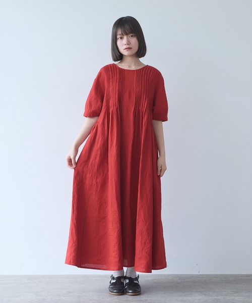 ビュルデサボン　ワンピース bulle de savon（ビュルデサボン） ワンピース 40/リネン pin tuck