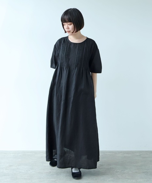 ビュルデサボン　ワンピース bulle de savon（ビュルデサボン） ワンピース 40/リネン pin tuck