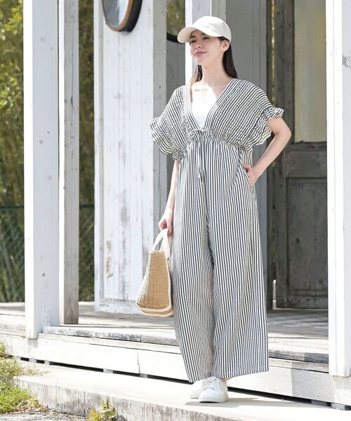 【美品・人気】girlish ガーリッシュ OHJIサロペット ロンパース L r・p・s（アールピーエス） サロペット オーバーオール シャーリング