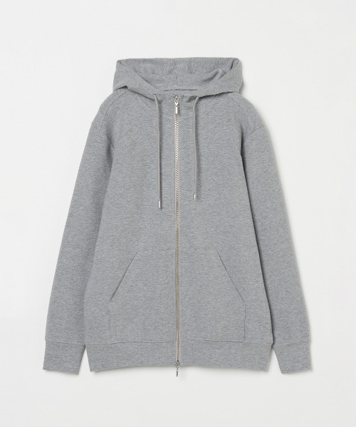 新品タグ付three dots グレー パーカー M three dots（スリー ドッツ） ジップアップパーカー MEDIUM グレー