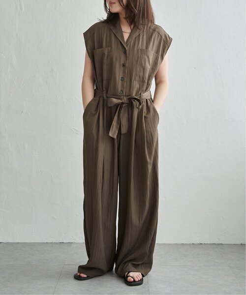 VENCE EXCHANGE ワンピース リネンライクノースリジャンプスーツ