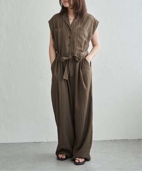 VENCE EXCHANGE ワンピース リネンライクノースリジャンプスーツ