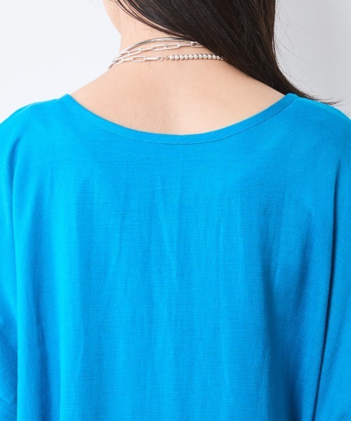 「CHIC STYLE」 半袖ワンピース LL ブラウン レディース_画像4