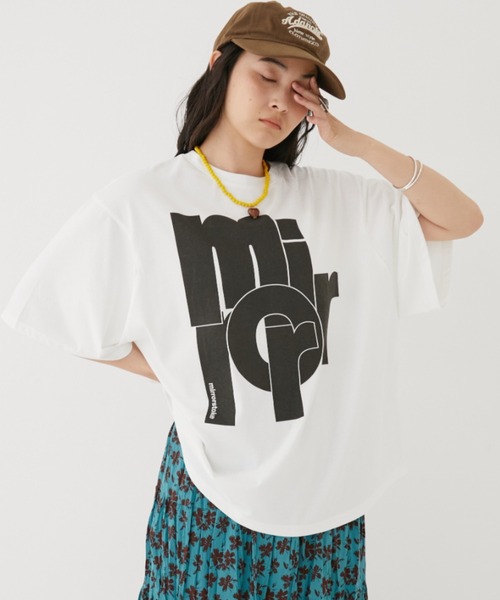 「MIRROR STOKE」 7分袖カットソー MEDIUM チャコールグレー レディース_画像2