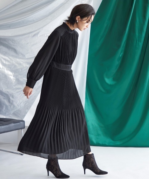 Callarus Black Formal」 長袖ワンピース M ブラック レディース 
