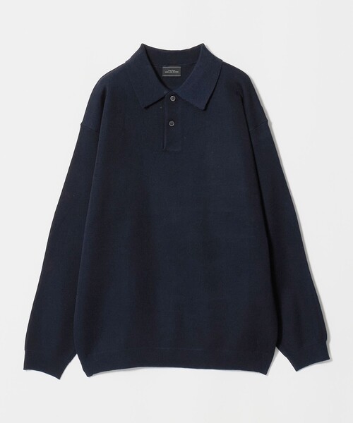 ネイビー ニット ポロシャツ 長袖 green label relaxing（グリーンレーベルリラクシング） ポロシャツ
