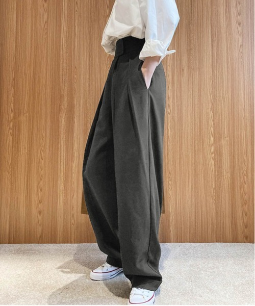 ワイドパンツ パンツ タックワイドパンツ レディース : ZOZOTOWN Yahoo