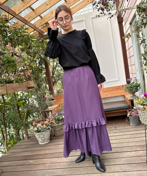 AVIE（アビィ） ロング スカート ビエラティアードスカート : ZOZOTOWN