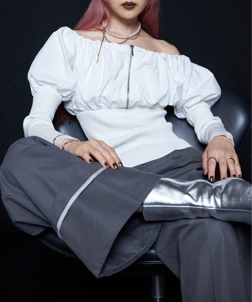 JOSE MOON（ジョゼムーン） tシャツ ZIP OFFSHOULDER/ジップオフ