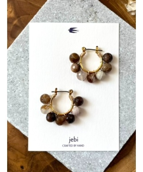 TONE（トネ） ピアス 「jebi」天然石のボリュームフープピアス（チタン