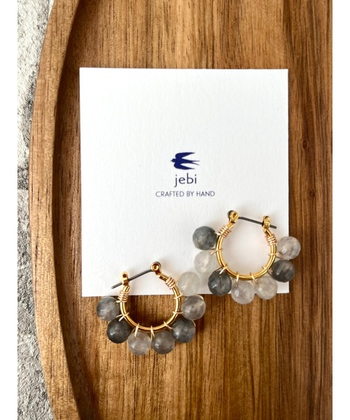 TONE（トネ） ピアス 「jebi」天然石のボリュームフープピアス（チタン