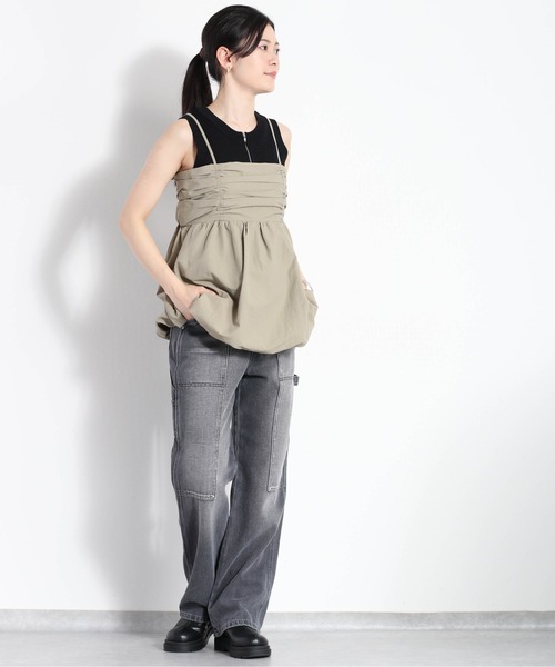 タンクトップ ノースリーブ ハーフジップタンク/Half Zip Tank Top レディース cepo タンクトップ ノースリーブ ハーフジップニットタンク