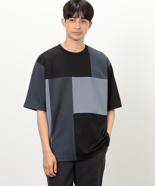 COMME CA ISM tシャツ カラーブロック パッチワーク クルー