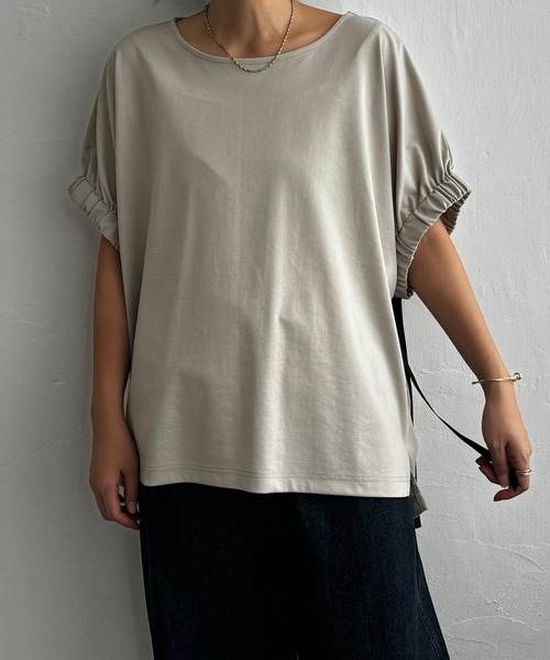 LBC tシャツ 袖ギャザーリボンチュニック レディース : ZOZOTOWN