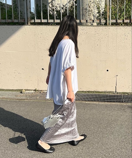 LBC tシャツ 袖ギャザーリボンチュニック レディース : ZOZOTOWN