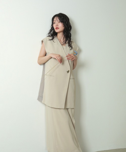 kana ドレス バック オーガンジー ジレ ワンピース 2点セット 結婚式 