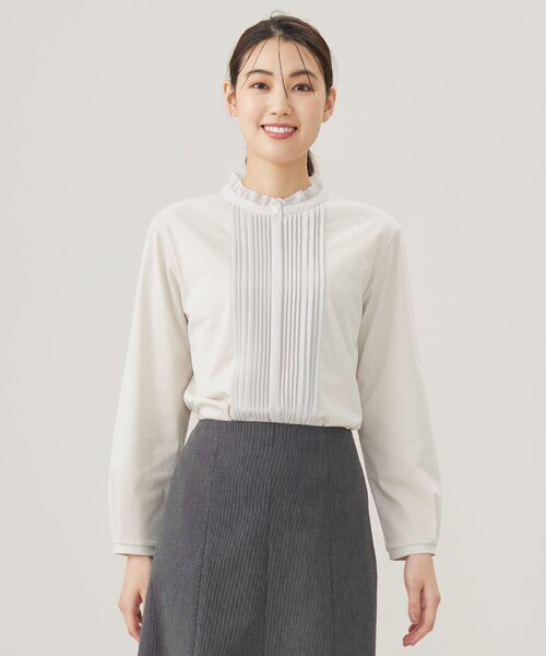 tシャツ プレーティングジャージー フリルネック カットソー レディース tシャツ プレーティングジャージー フリルネック カットソー