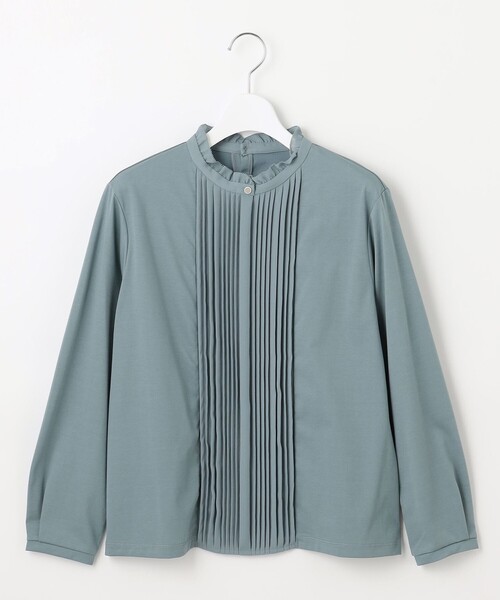 tシャツ プレーティングジャージー フリルネック カットソー レディース tシャツ プレーティングジャージー フリルネック カットソー