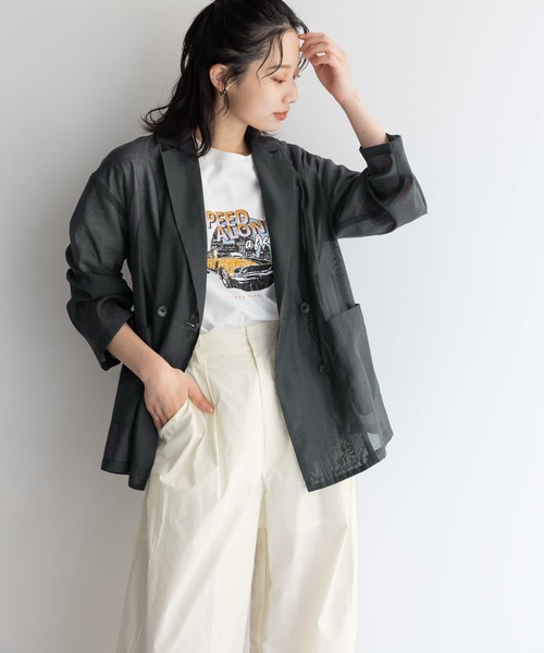 LOWRYS FARM パンツ コットンタックワイドパンツ 136353